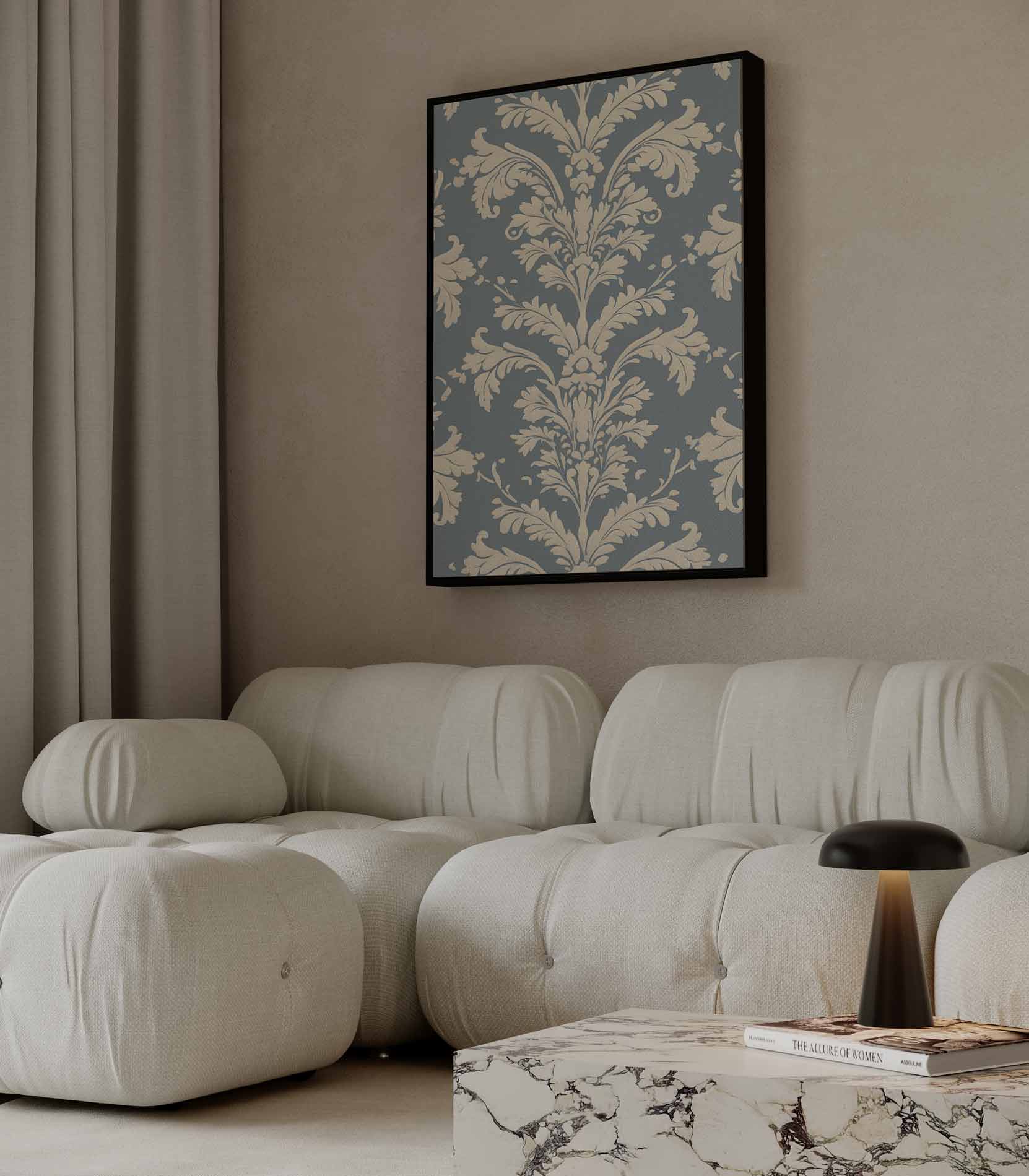 Klassiek Barok Behangpatroon Kunstwerk-canvas-dibond-plexiglas-wanddecoratie-WallArtistic