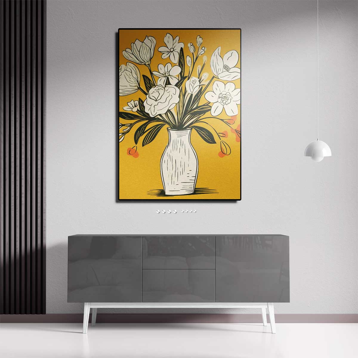 Tijdloze Bloemenvazen Illustratie Kunstwerk-canvas-dibond-plexiglas-wanddecoratie-WallArtistic