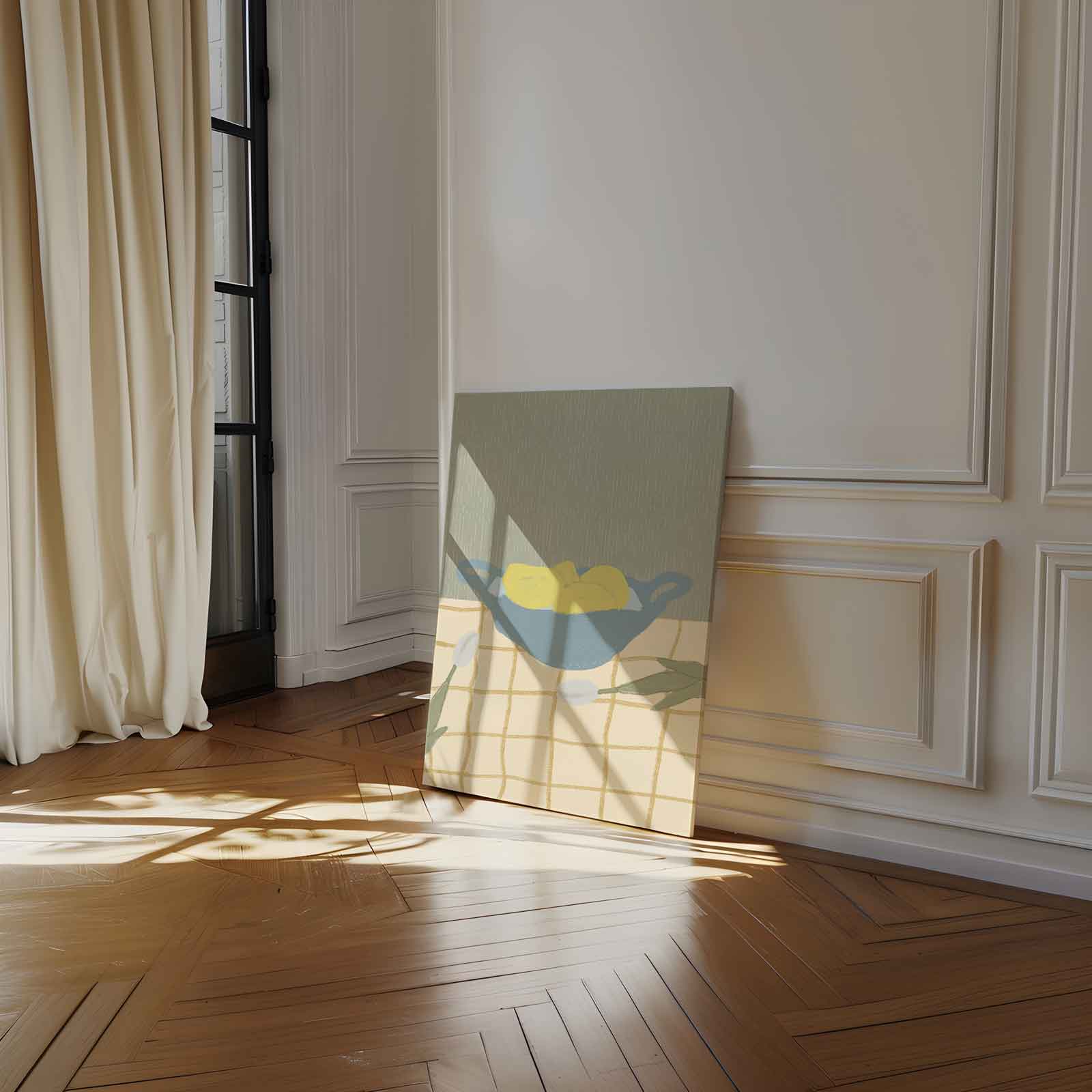 Frisse Citroenen op Tafel Kunstwerk-canvas-dibond-plexiglas-wanddecoratie-WallArtistic