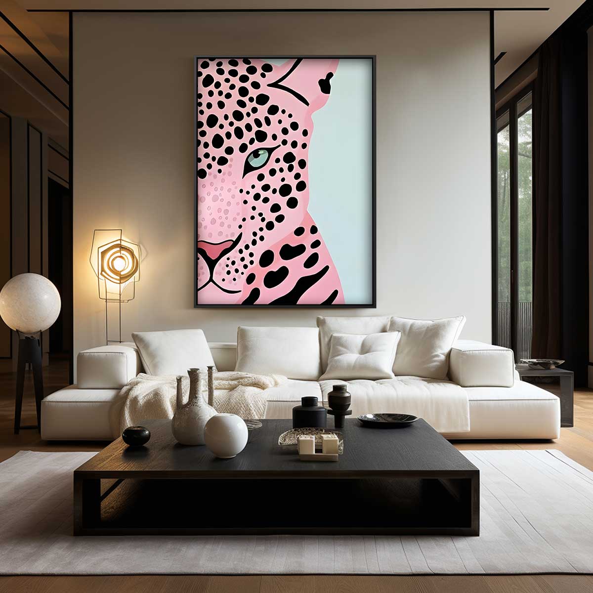 Roze Luipaard Pop Art Kunstwerk-canvas-dibond-plexiglas-wanddecoratie-WallArtistic