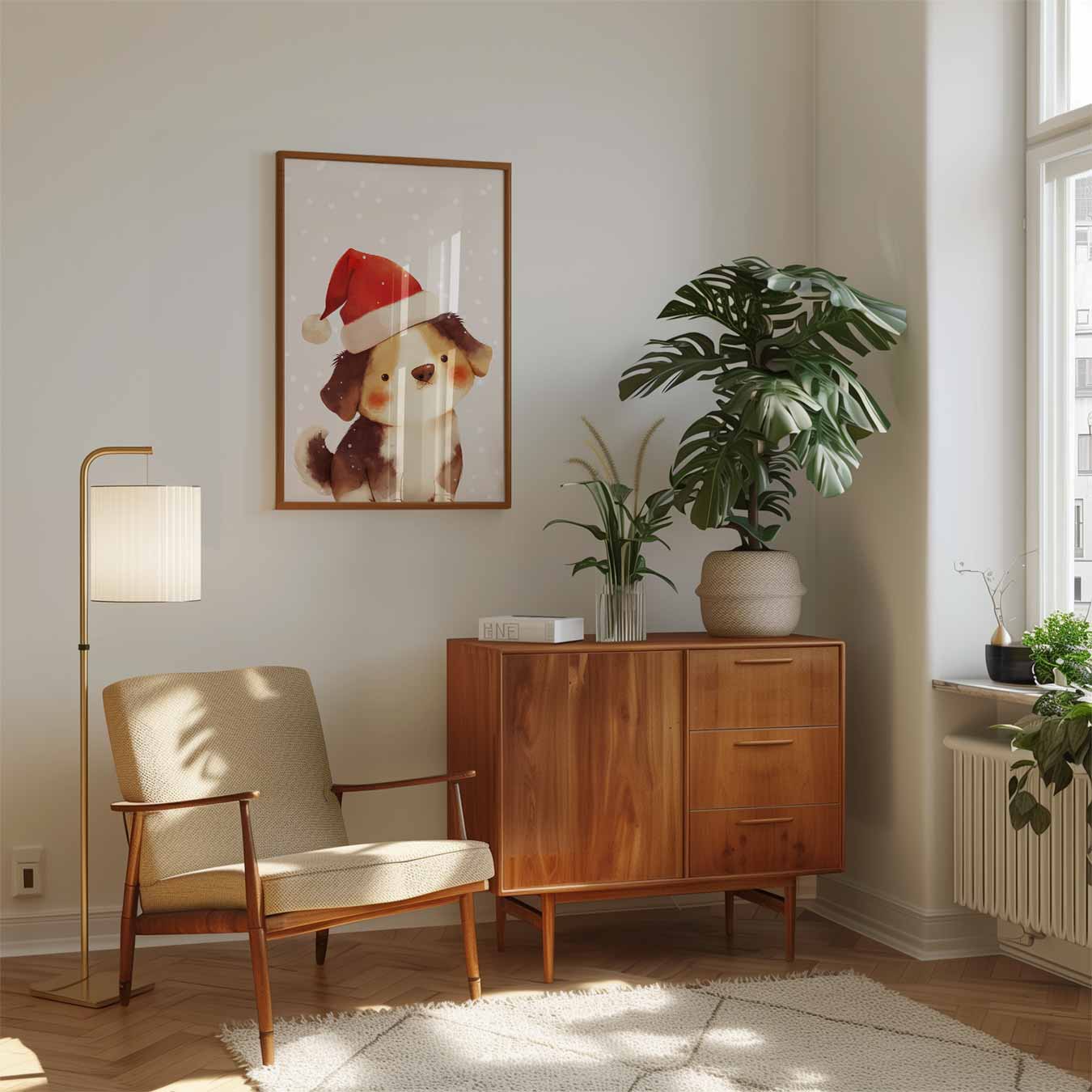 Schattige Kerst Puppy Poster