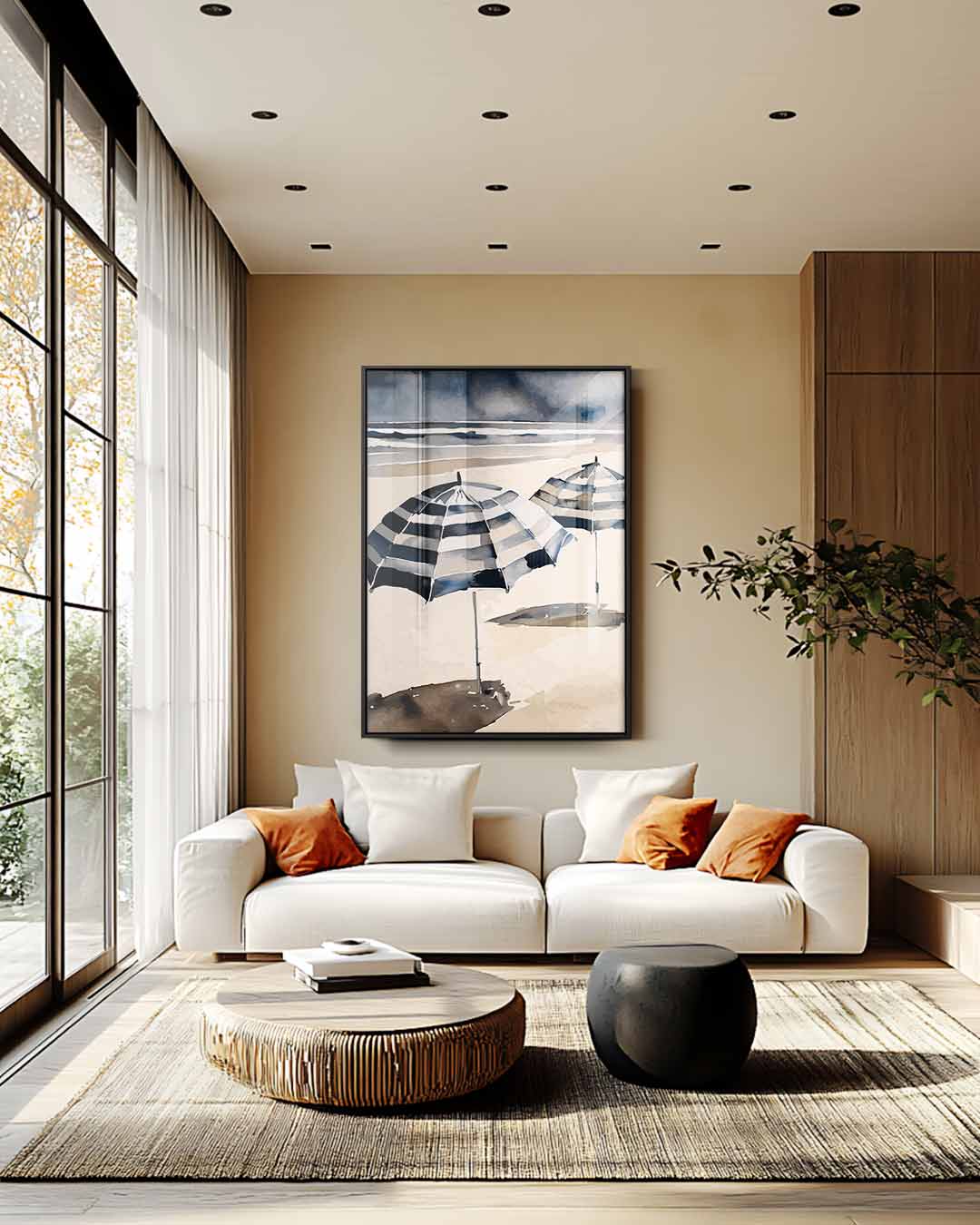 Strandparaplu Paradijs Kunstwerk-canvas-dibond-plexiglas-wanddecoratie-WallArtistic
