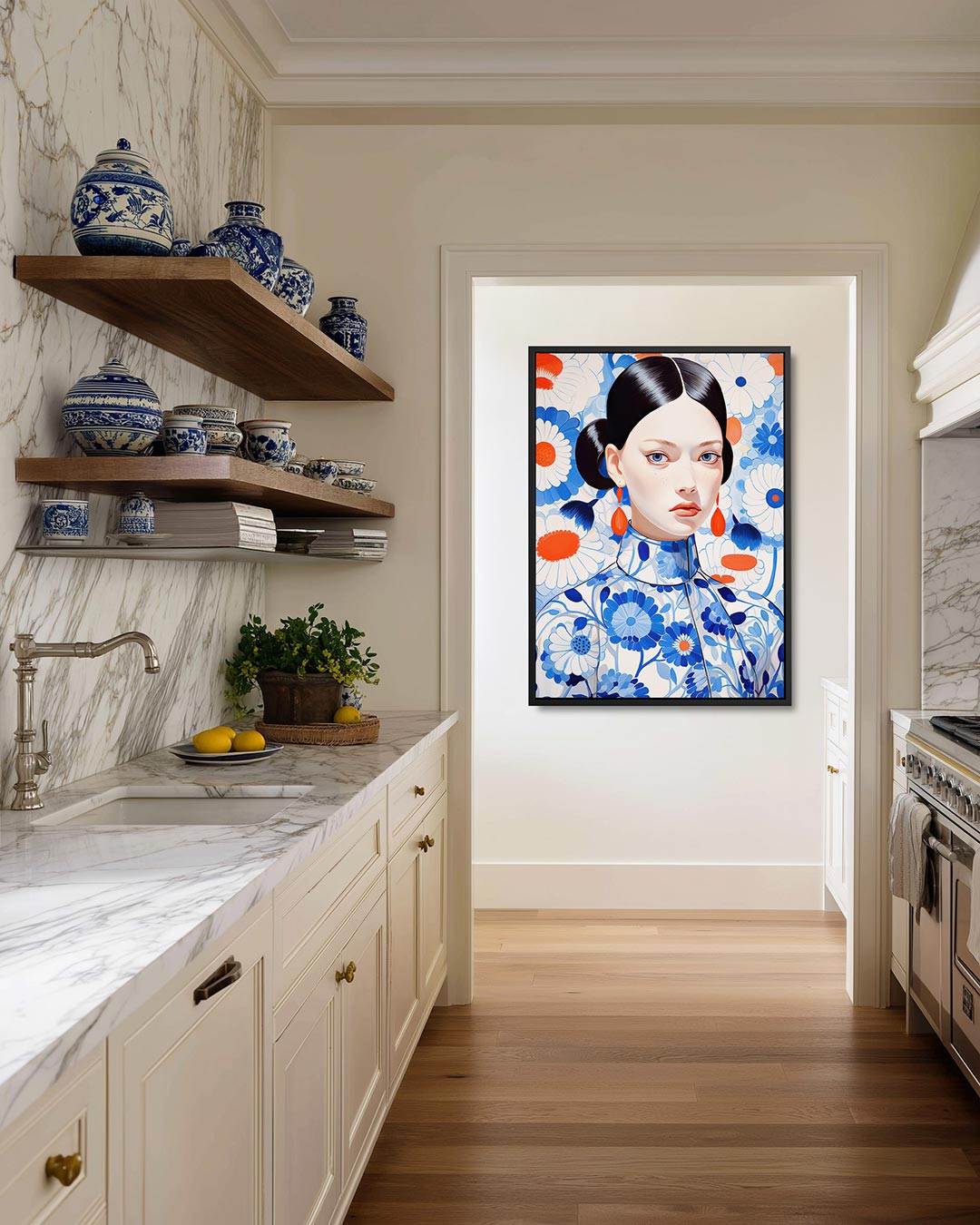 Vrouw met bloemenpatroon Kunstwerk