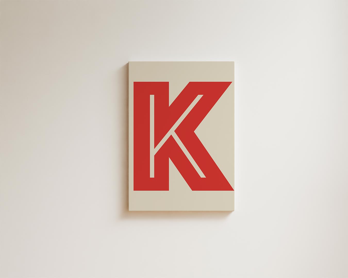 Abstract Rood K-monogram Kunstwerk-canvas-dibond-plexiglas-wanddecoratie-WallArtistic