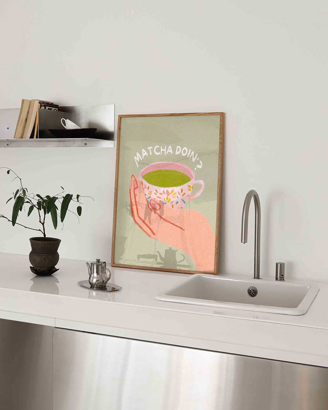 Hand met matcha Poster
