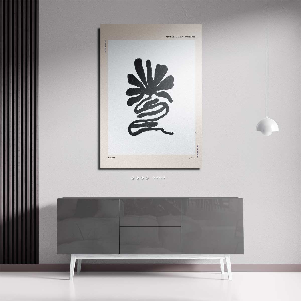 Organische Zwart-Wit Bloem Kunstwerk-canvas-dibond-plexiglas-wanddecoratie-WallArtistic