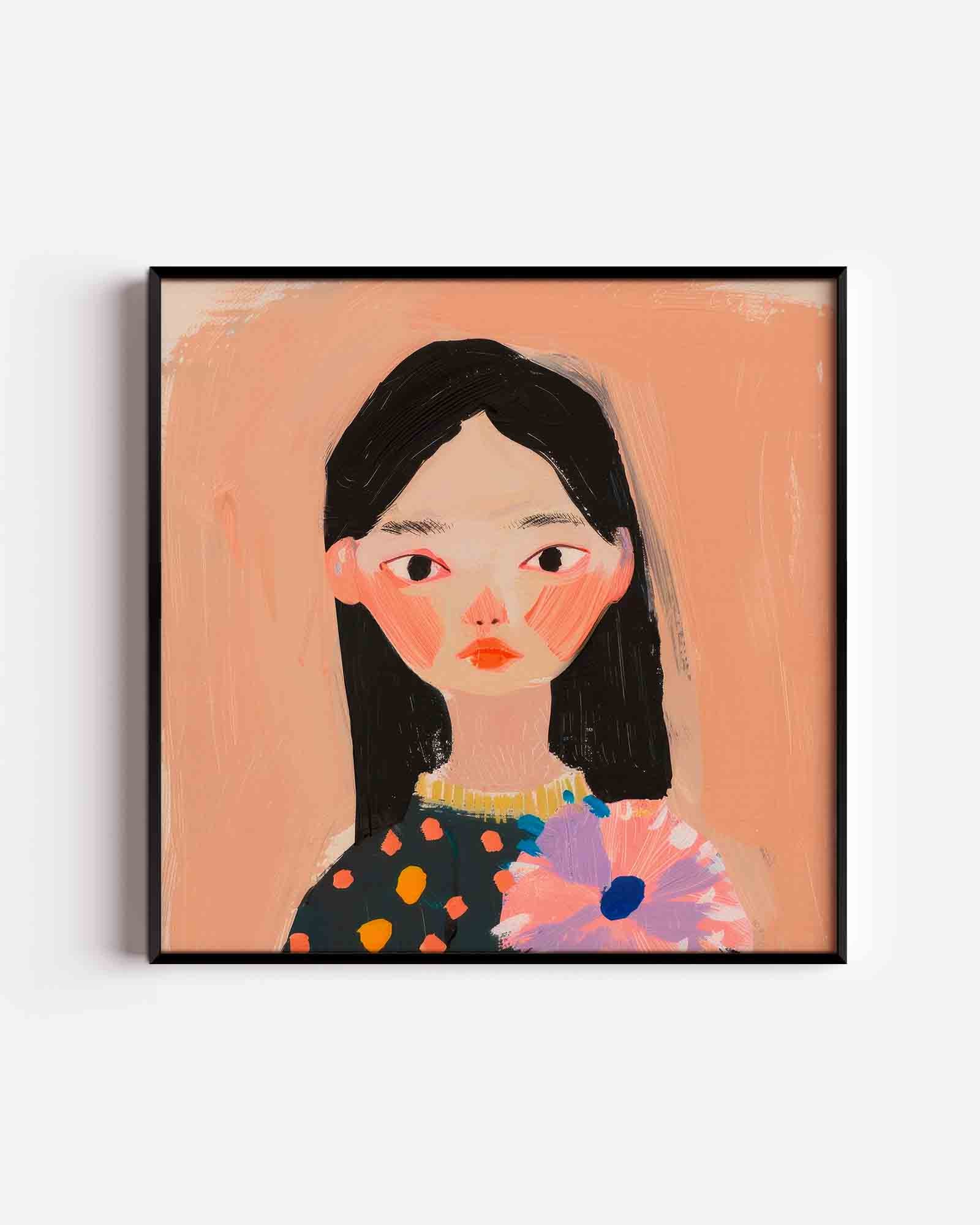 Portret met bloem Poster
