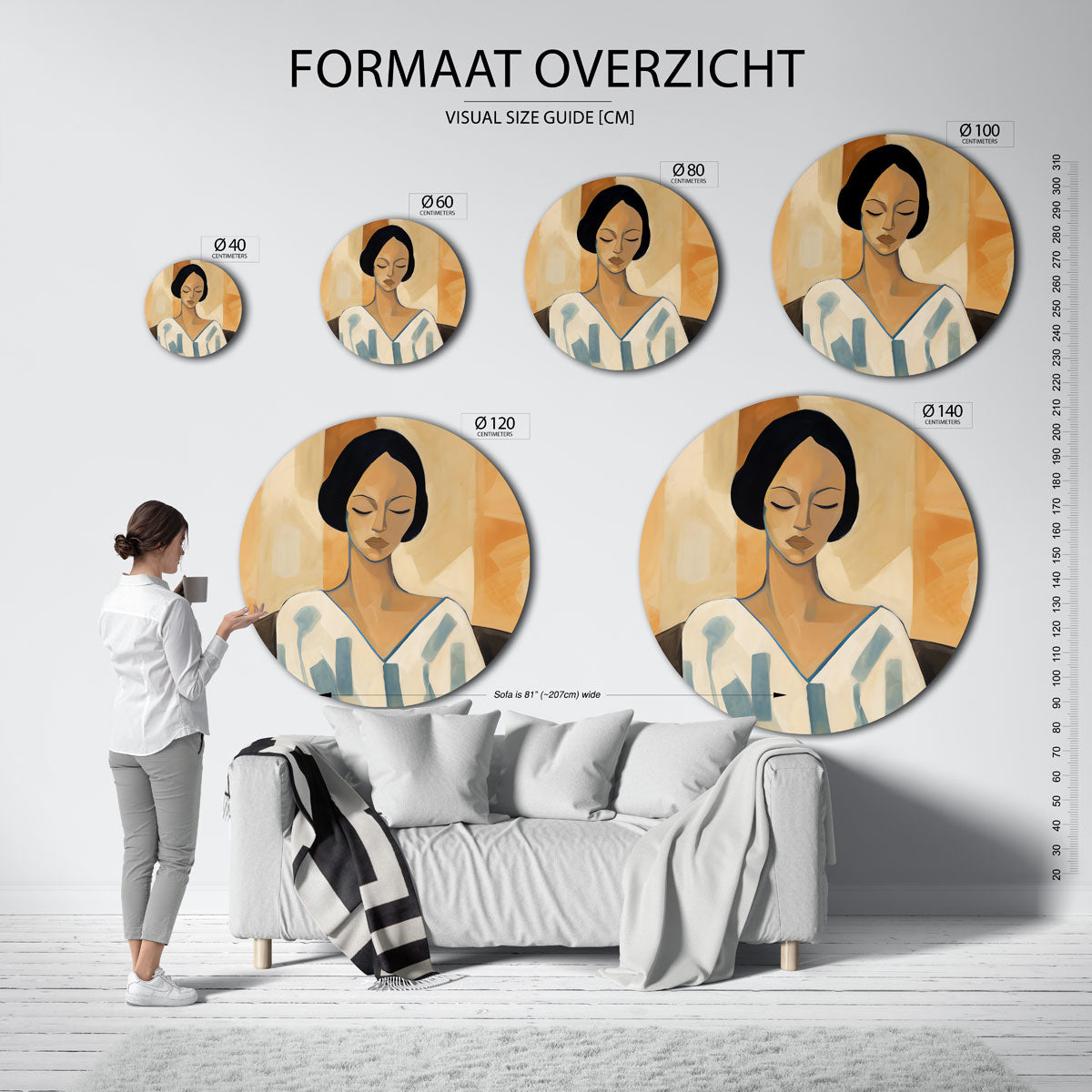 Vrouw met gesloten ogen Muurcirkel