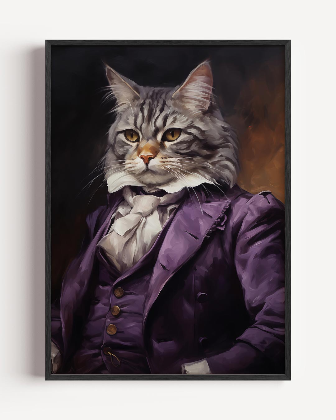 Aristocratische Kat in Paars Kostuum Poster-WallArtistic