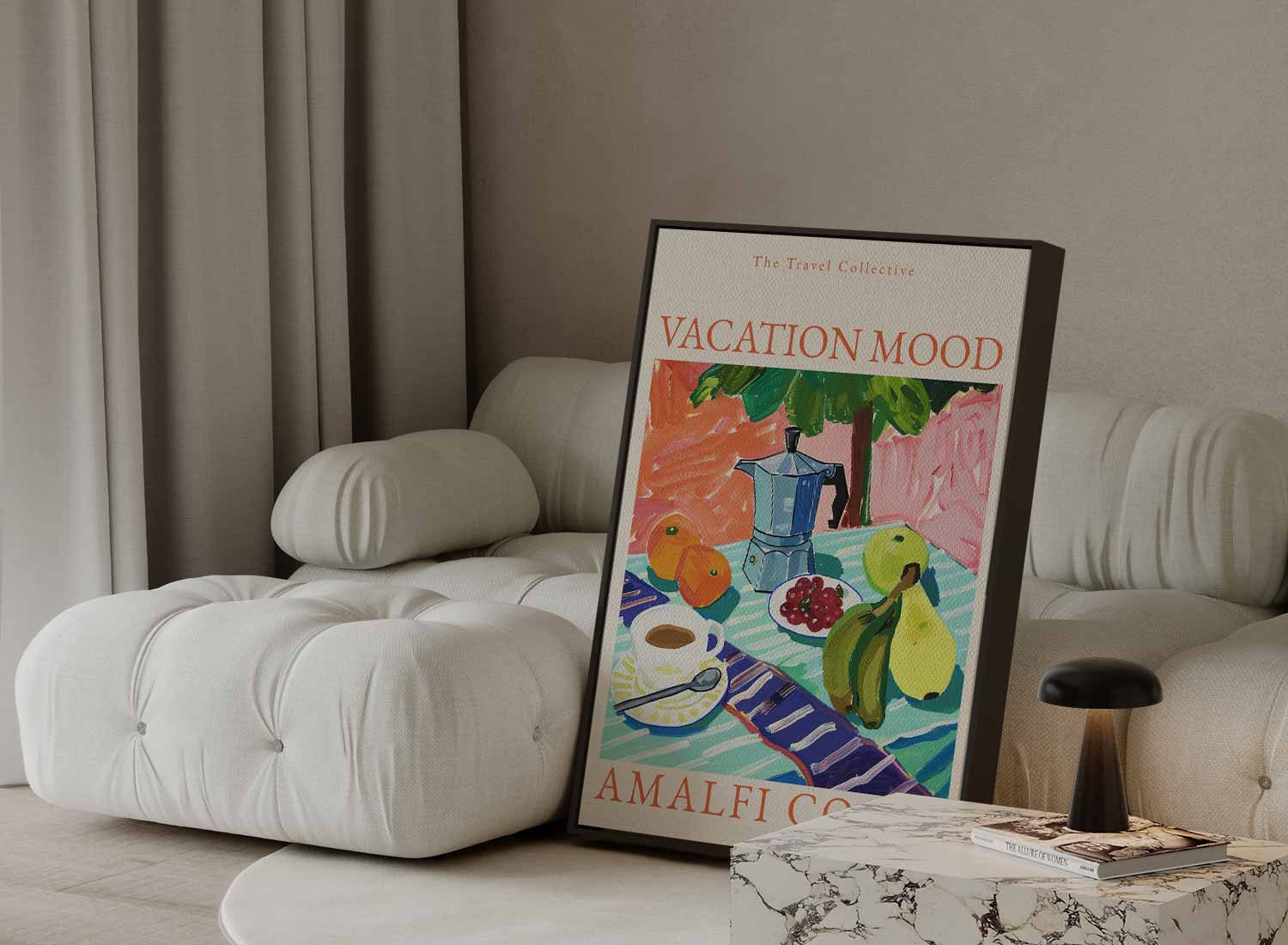 Vakantiestemming aan de Amalfikust Kunstwerk-canvas-dibond-plexiglas-wanddecoratie-WallArtistic