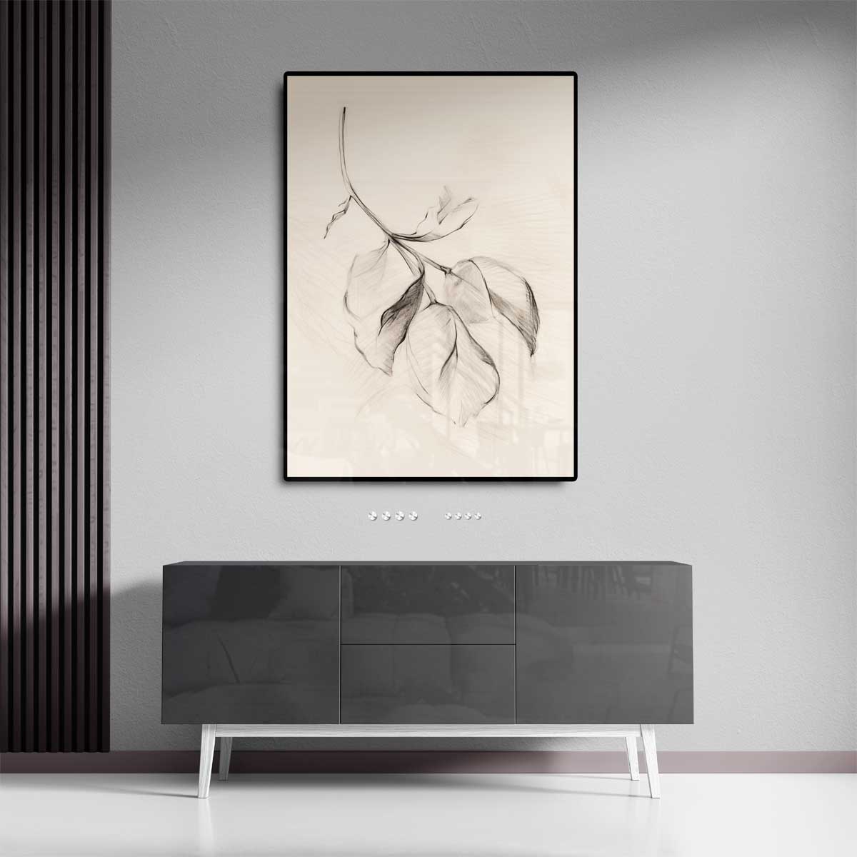 Eenvoudige Bladtekening Kunstwerk-canvas-dibond-plexiglas-wanddecoratie-WallArtistic