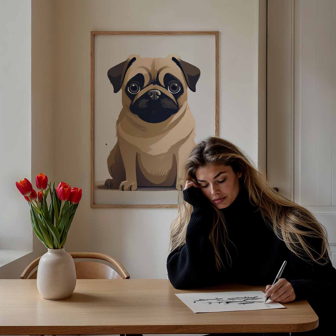 Schattige Mopshond Poster