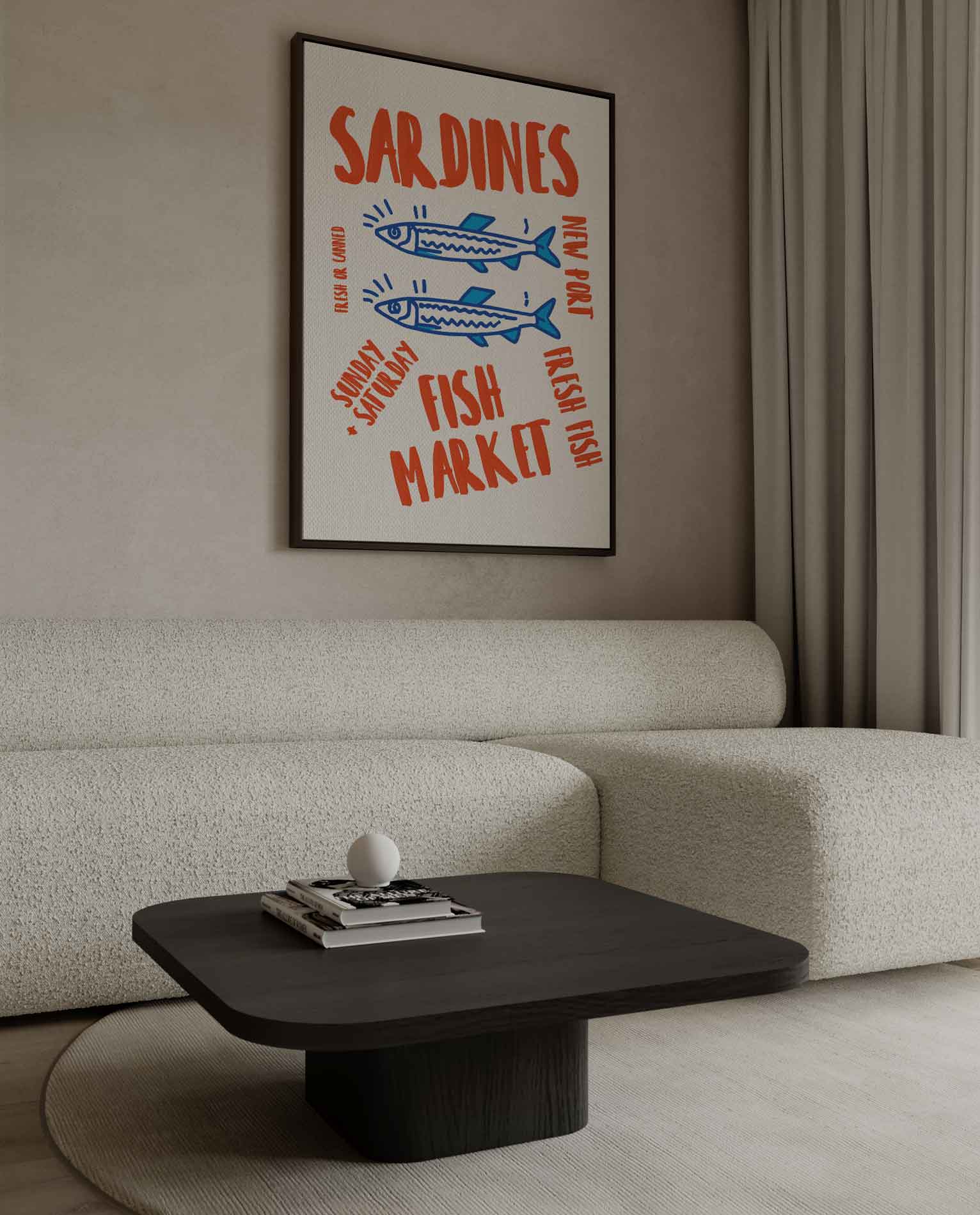 Retro Sardiens Vismarkt Poster