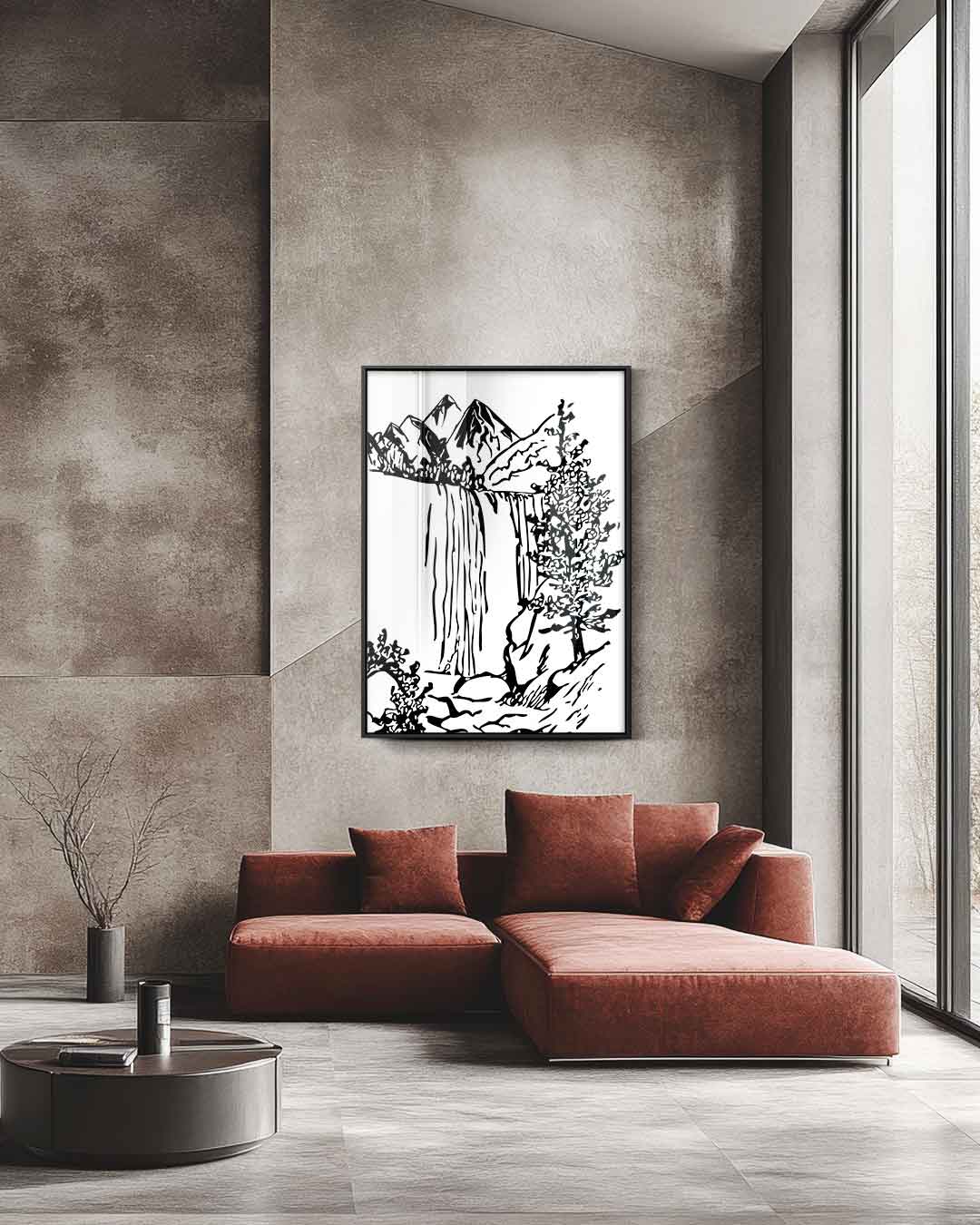 Berglandschap in Zwart-Wit Kunstwerk-canvas-dibond-plexiglas-wanddecoratie-WallArtistic