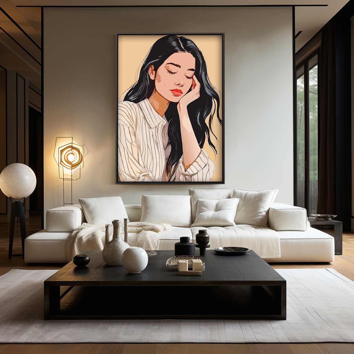 Dromerig Moment Portret Kunstwerk-canvas-dibond-plexiglas-wanddecoratie-WallArtistic
