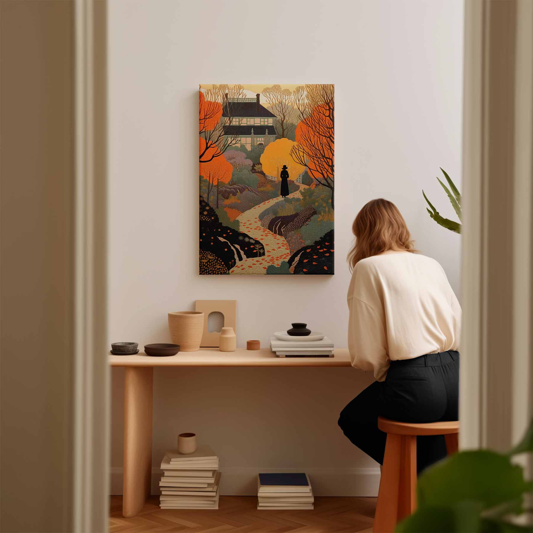 Herfstlandschap met Villa Kunstwerk-canvas-dibond-plexiglas-wanddecoratie-WallArtistic