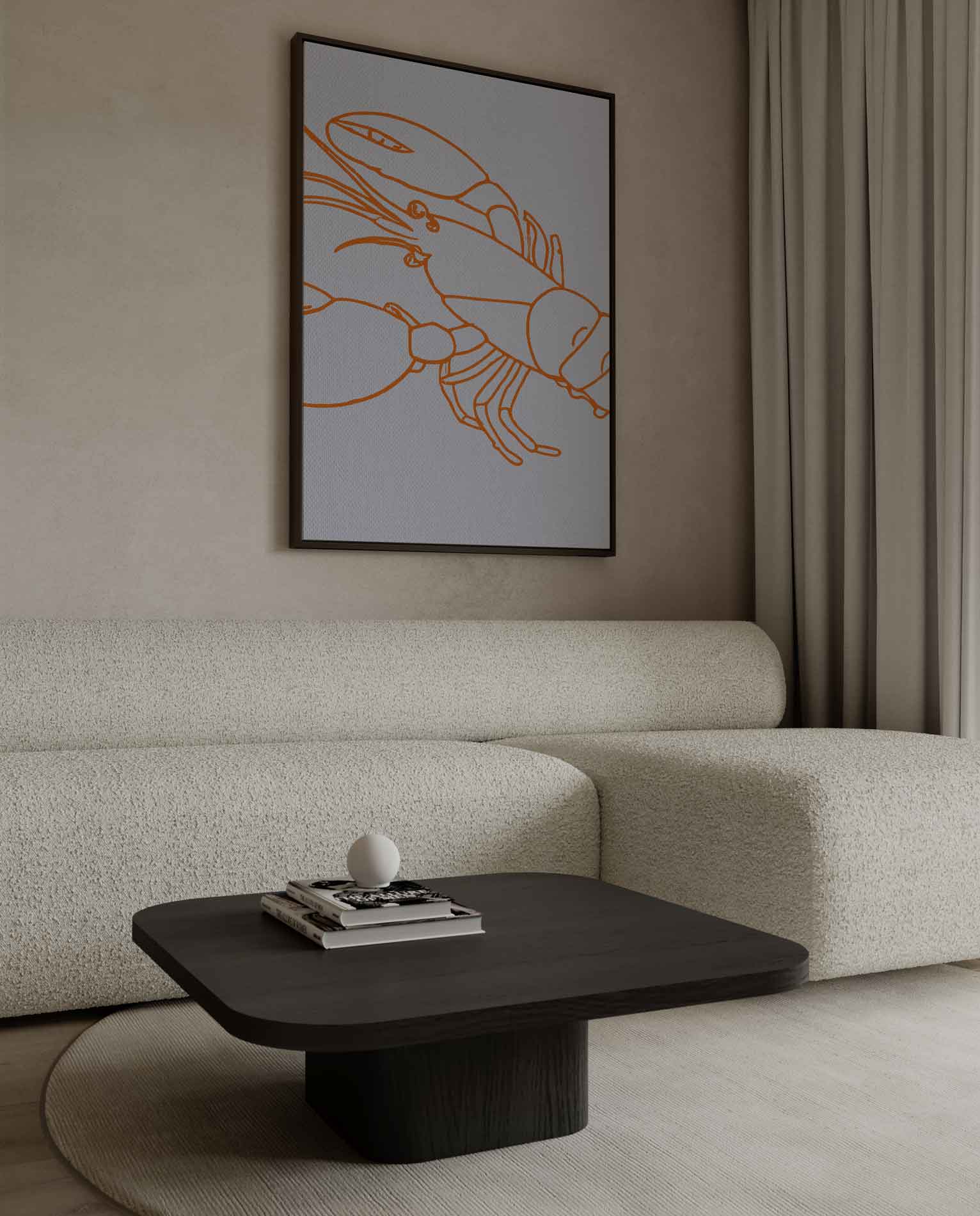 Moderne Oranjekreeft Illustratie Kunstwerk-canvas-dibond-plexiglas-wanddecoratie-WallArtistic