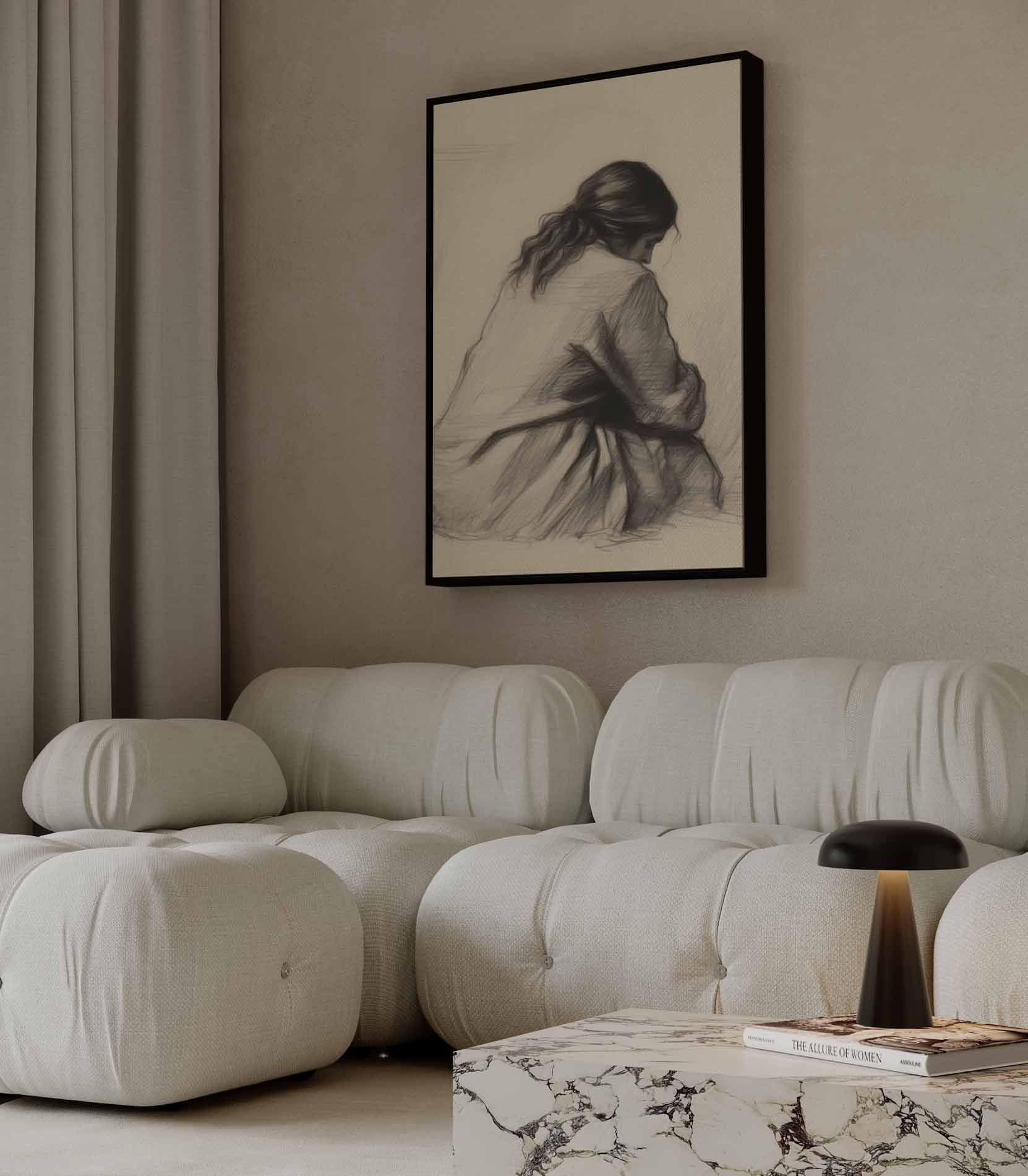 Intiem Moment in Potlood Kunstwerk-canvas-dibond-plexiglas-wanddecoratie-WallArtistic