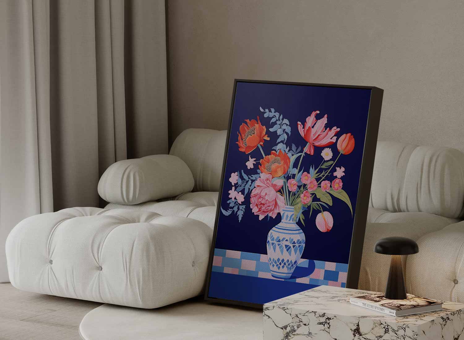 Bloemenpracht in Blauwe Vaas Kunstwerk-canvas-dibond-plexiglas-wanddecoratie-WallArtistic