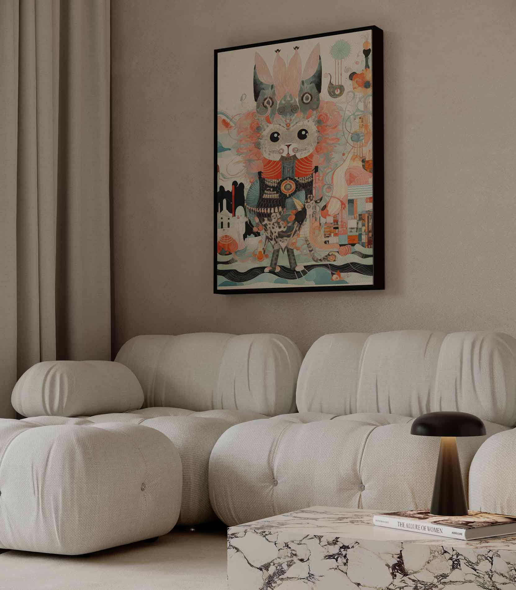 Magische Kat Avontuur Kunstwerk-canvas-dibond-plexiglas-wanddecoratie-WallArtistic