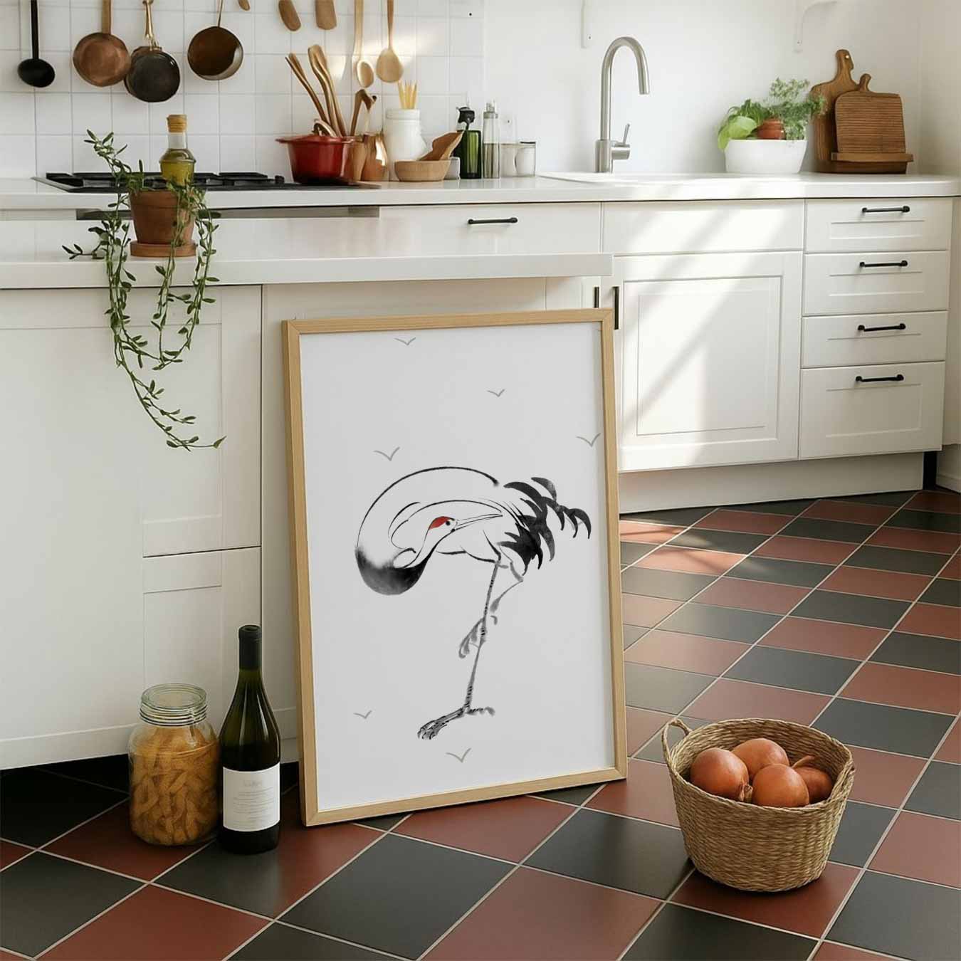 Elegante Kraanvogel Sumi-e Poster