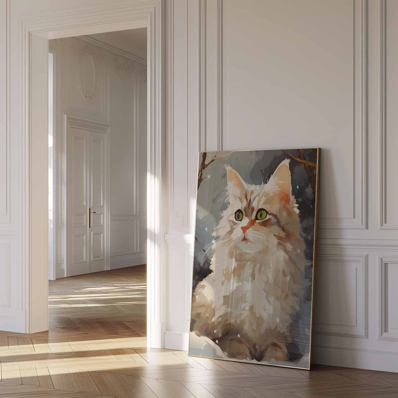 Kat in de Sneeuw Poster-WallArtistic