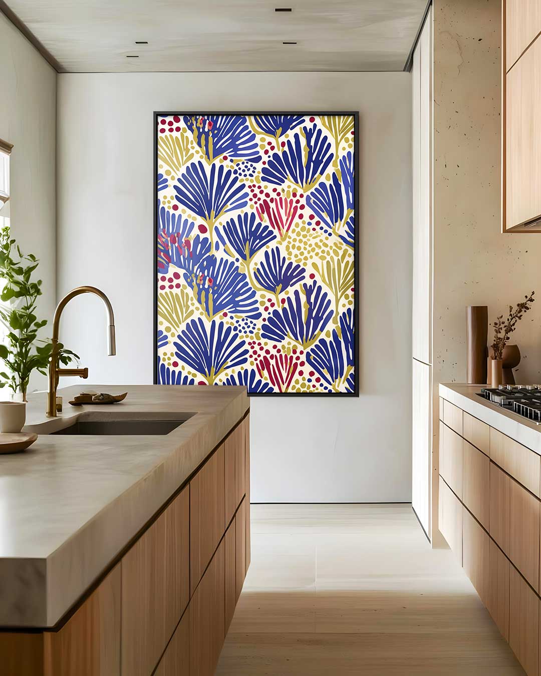 Boho bladerenpatroon Kunstwerk-canvas-dibond-plexiglas-wanddecoratie-WallArtistic