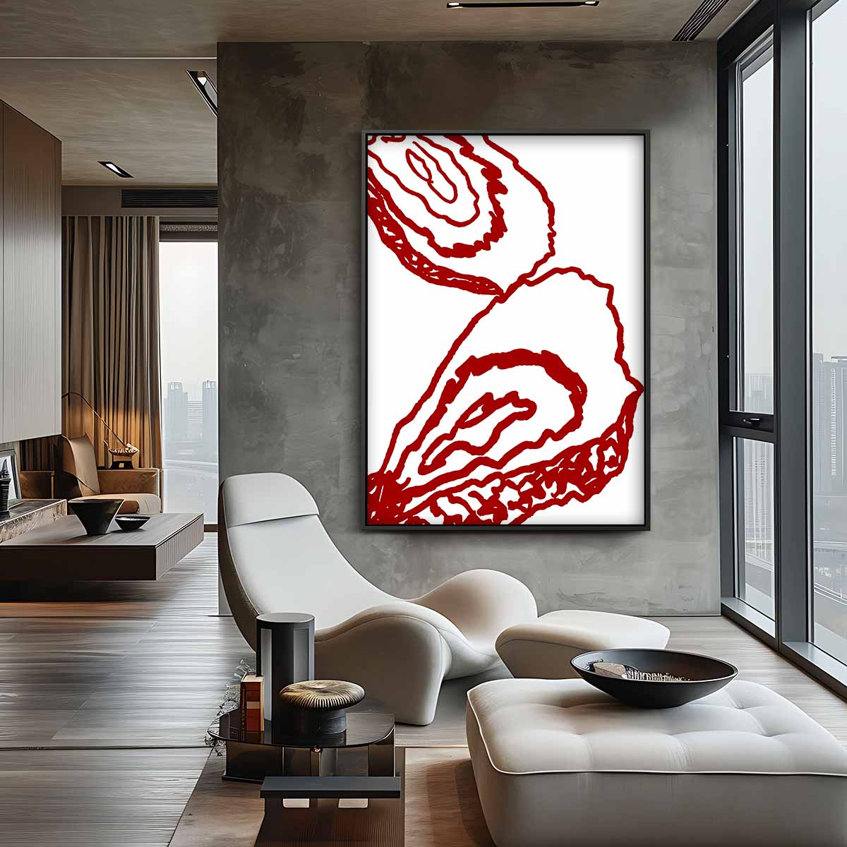 Abstracte Oesterlijnen Kunstwerk-canvas-dibond-plexiglas-wanddecoratie-WallArtistic