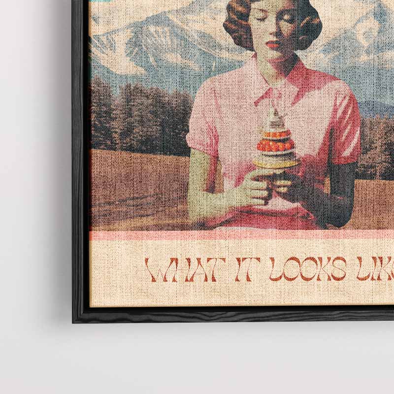 Surrealistische Dame met IJs Kunstwerk-canvas-dibond-plexiglas-wanddecoratie-WallArtistic