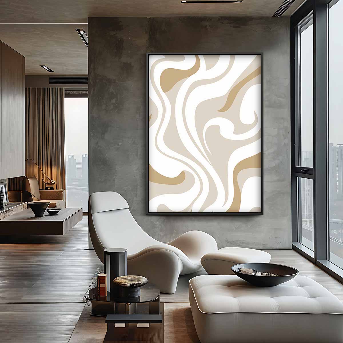 Golvende Aardetinten Wandprint Kunstwerk-canvas-dibond-plexiglas-wanddecoratie-WallArtistic