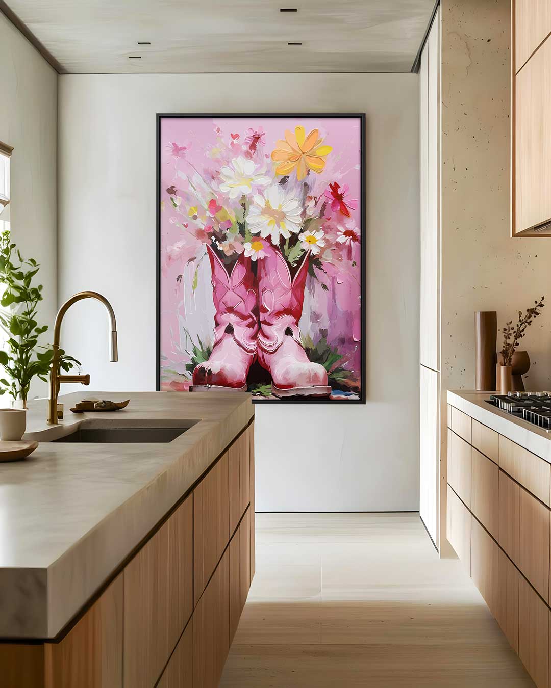 Cowboylaarzen met Bloemen Kunstwerk-canvas-dibond-plexiglas-wanddecoratie-WallArtistic