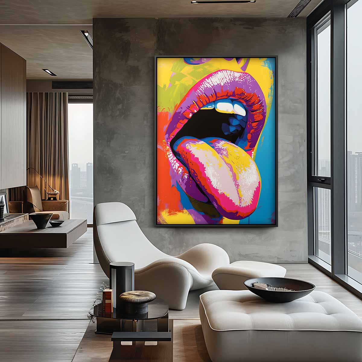 Kleurrijke Mond Kunstwerk-canvas-dibond-plexiglas-wanddecoratie-WallArtistic