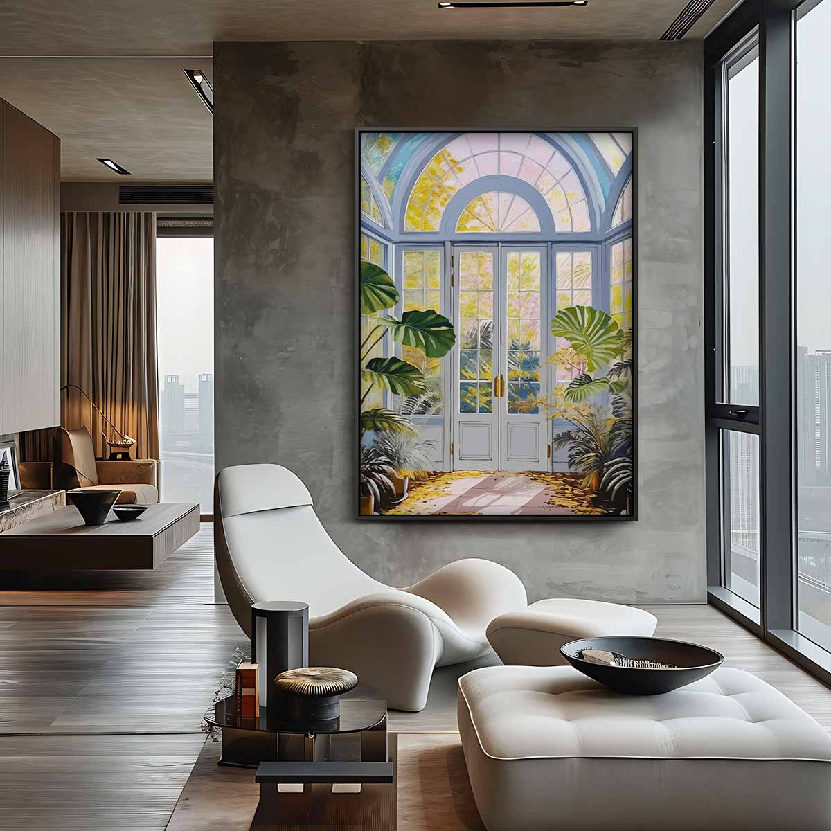 Serene Wintertuin Kunstwerk-canvas-dibond-plexiglas-wanddecoratie-WallArtistic