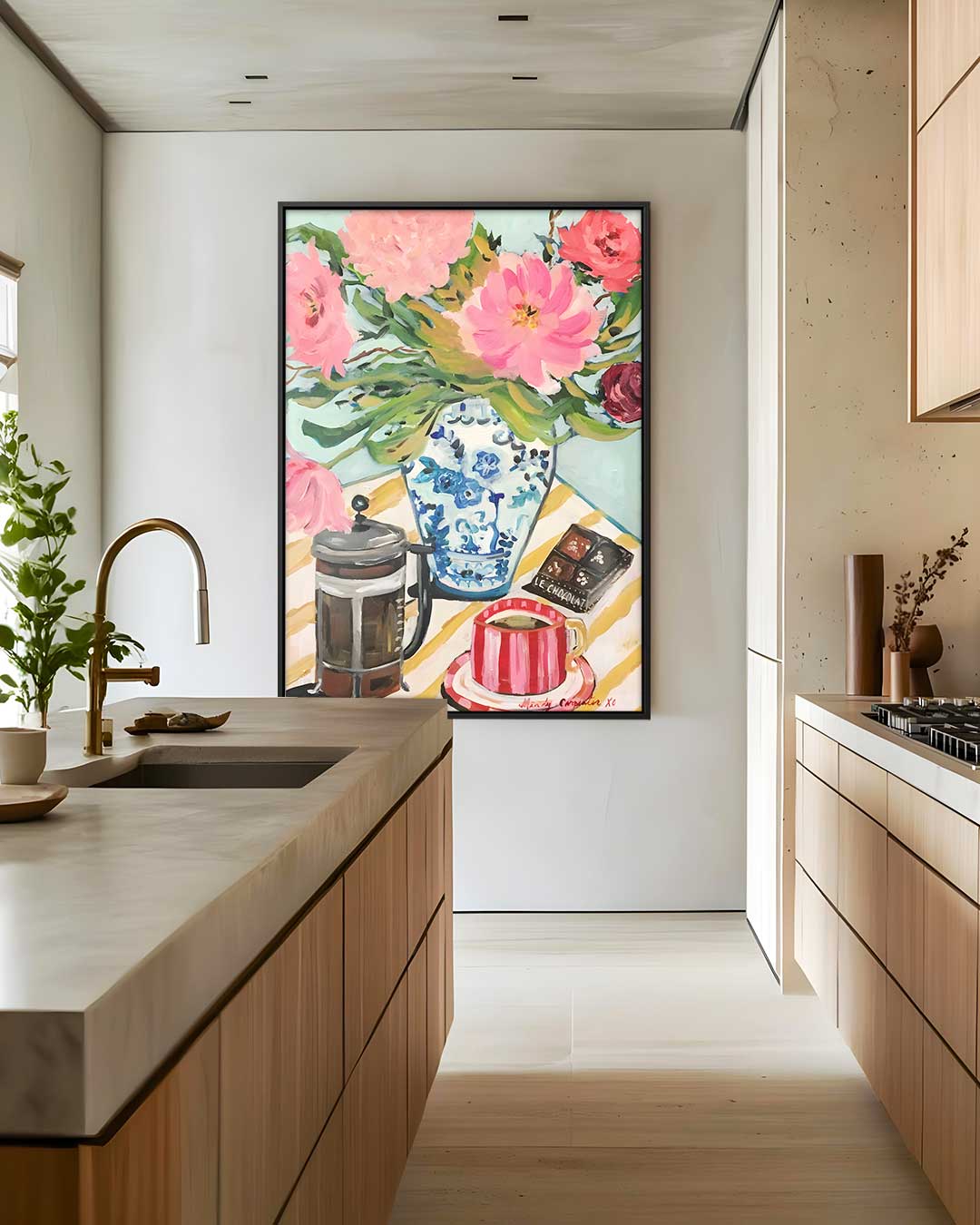 Bloemen en Koffiemoment Kunstwerk-canvas-dibond-plexiglas-wanddecoratie-WallArtistic