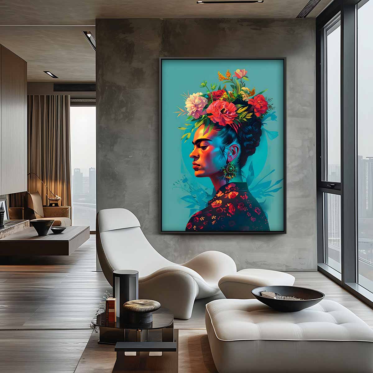Bloemenkroon Portret Kunstwerk-canvas-dibond-plexiglas-wanddecoratie-WallArtistic