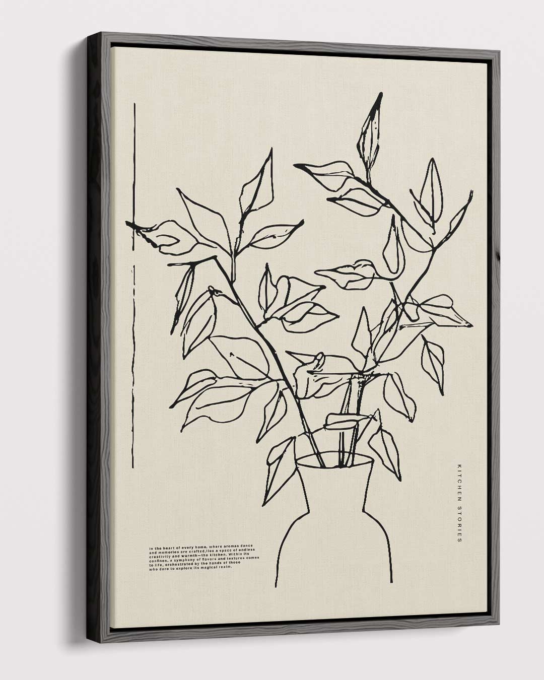 Minimalistische Plantenschets in Vaas Kunstwerk-canvas-dibond-plexiglas-wanddecoratie-WallArtistic