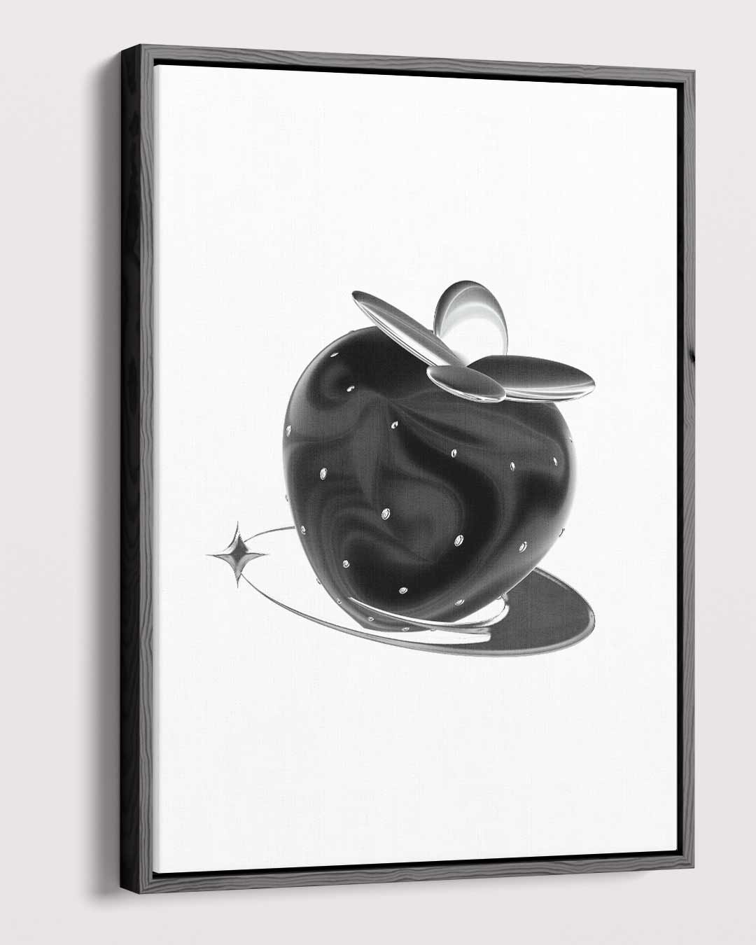 Futuristische Zwarte Aardbei Kunstwerk-canvas-dibond-plexiglas-wanddecoratie-WallArtistic