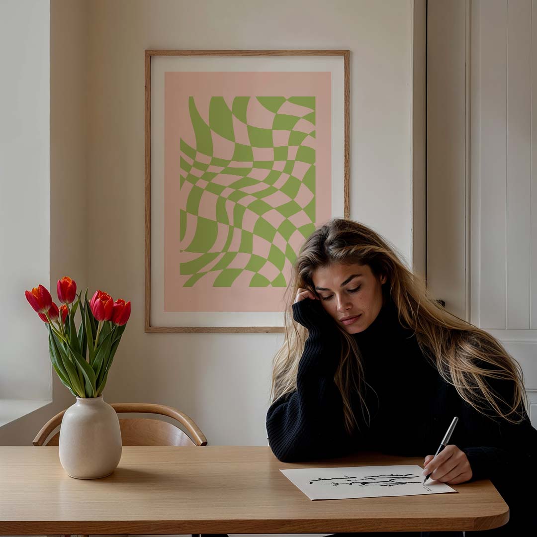 Modern Vibes Groen-Roze Poster-WallArtistic