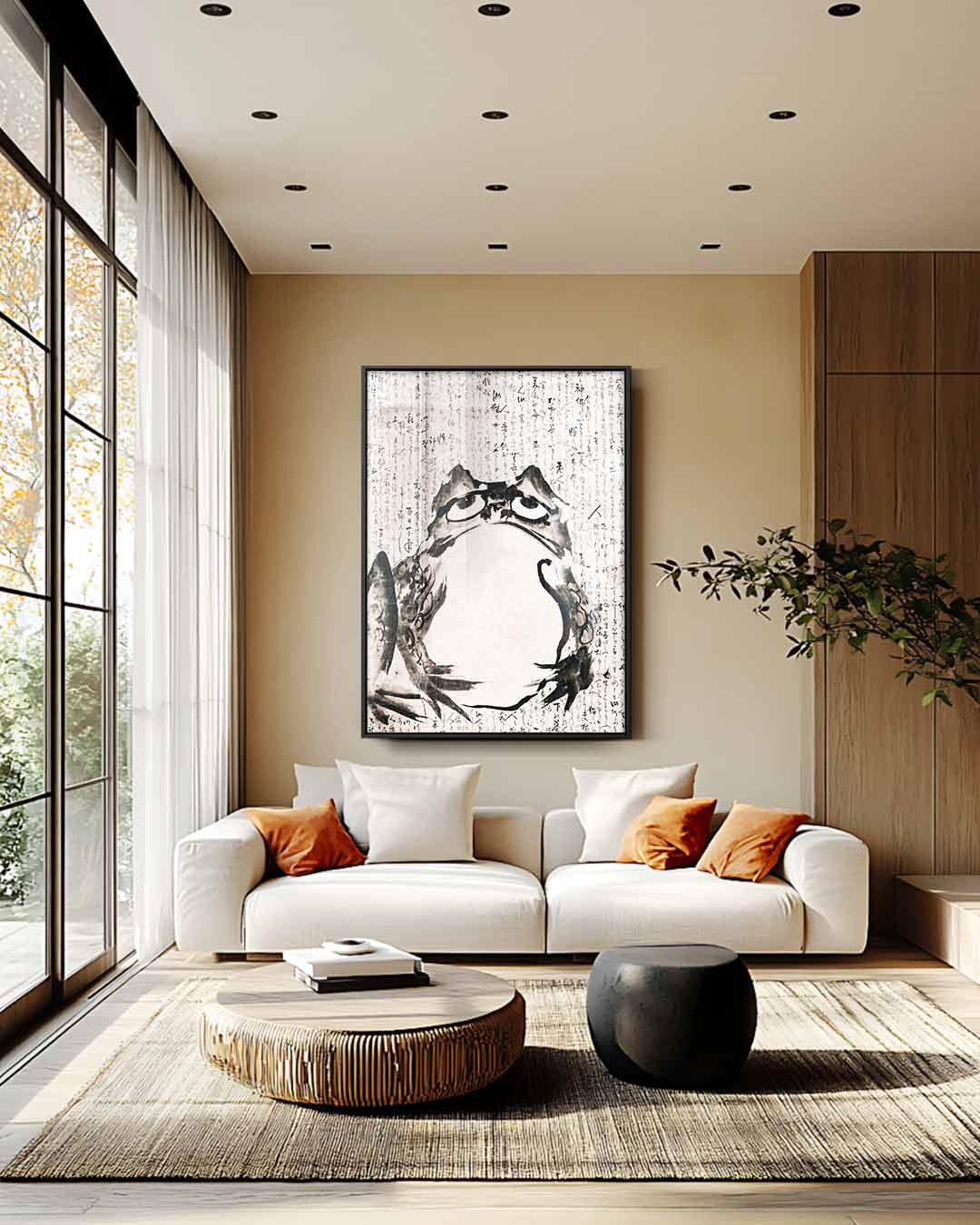 Kikker met Kalligrafie Kunstwerk-canvas-dibond-plexiglas-wanddecoratie-WallArtistic