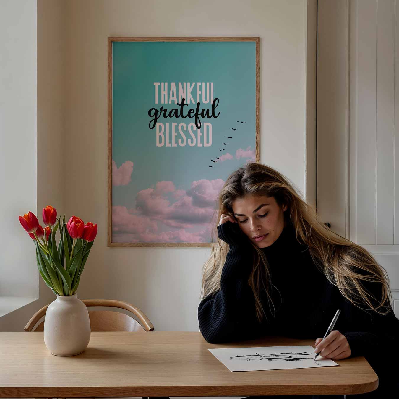 Thankful Grateful Blessed Poster-WallArtistic