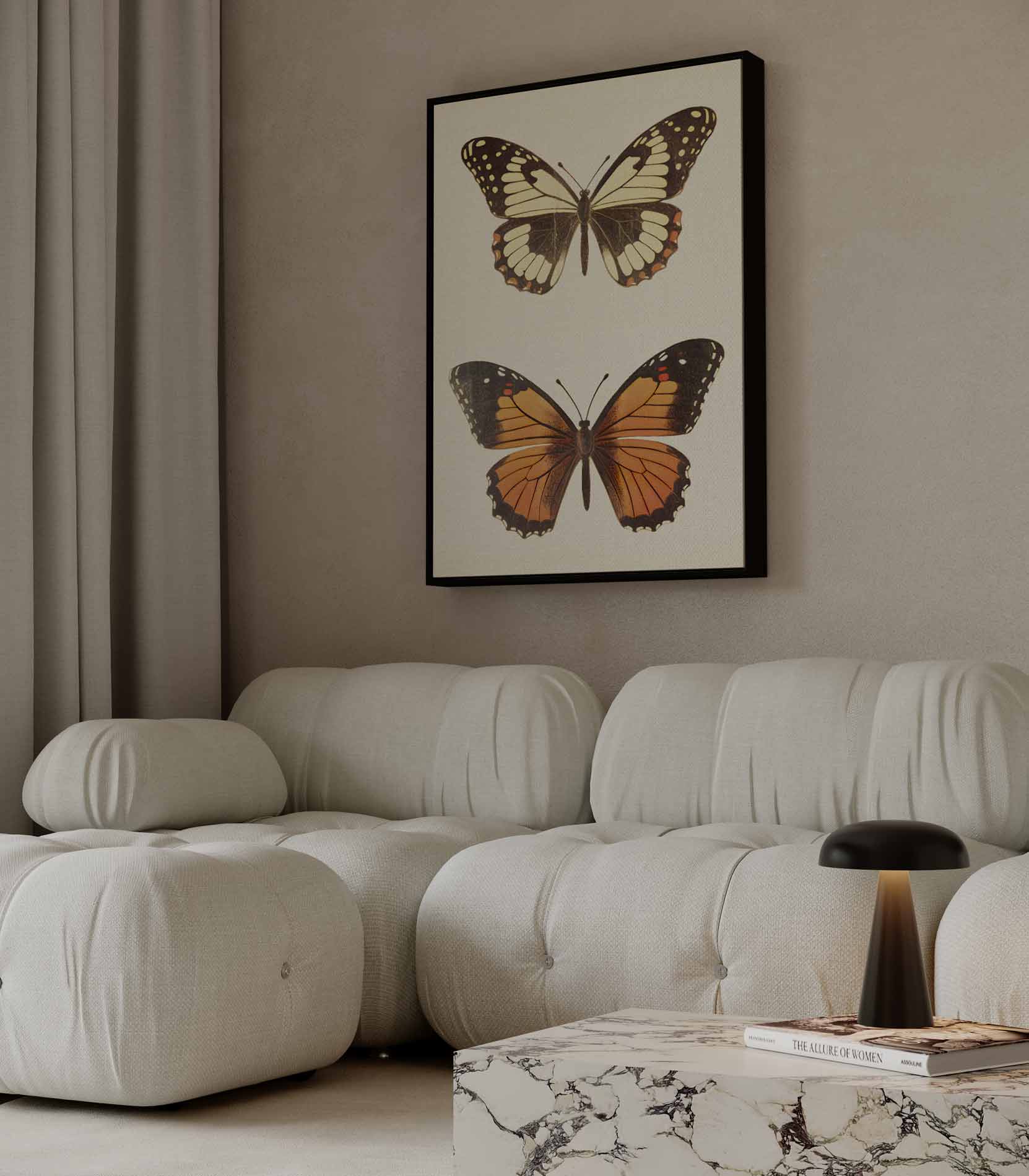 Vintage Vlinder Illustratie Kunstwerk-canvas-dibond-plexiglas-wanddecoratie-WallArtistic