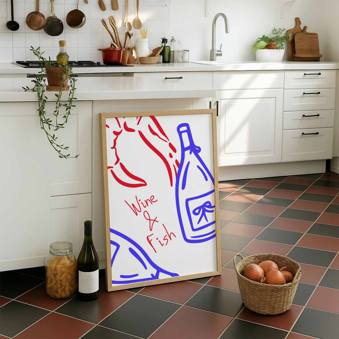 Wijn & Vis Stijlvolle Poster