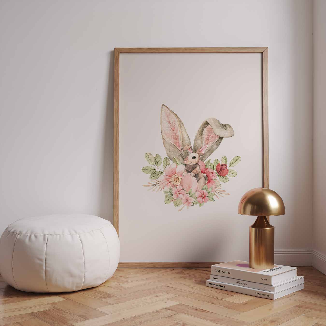 Lente Konijn met Bloemen Poster