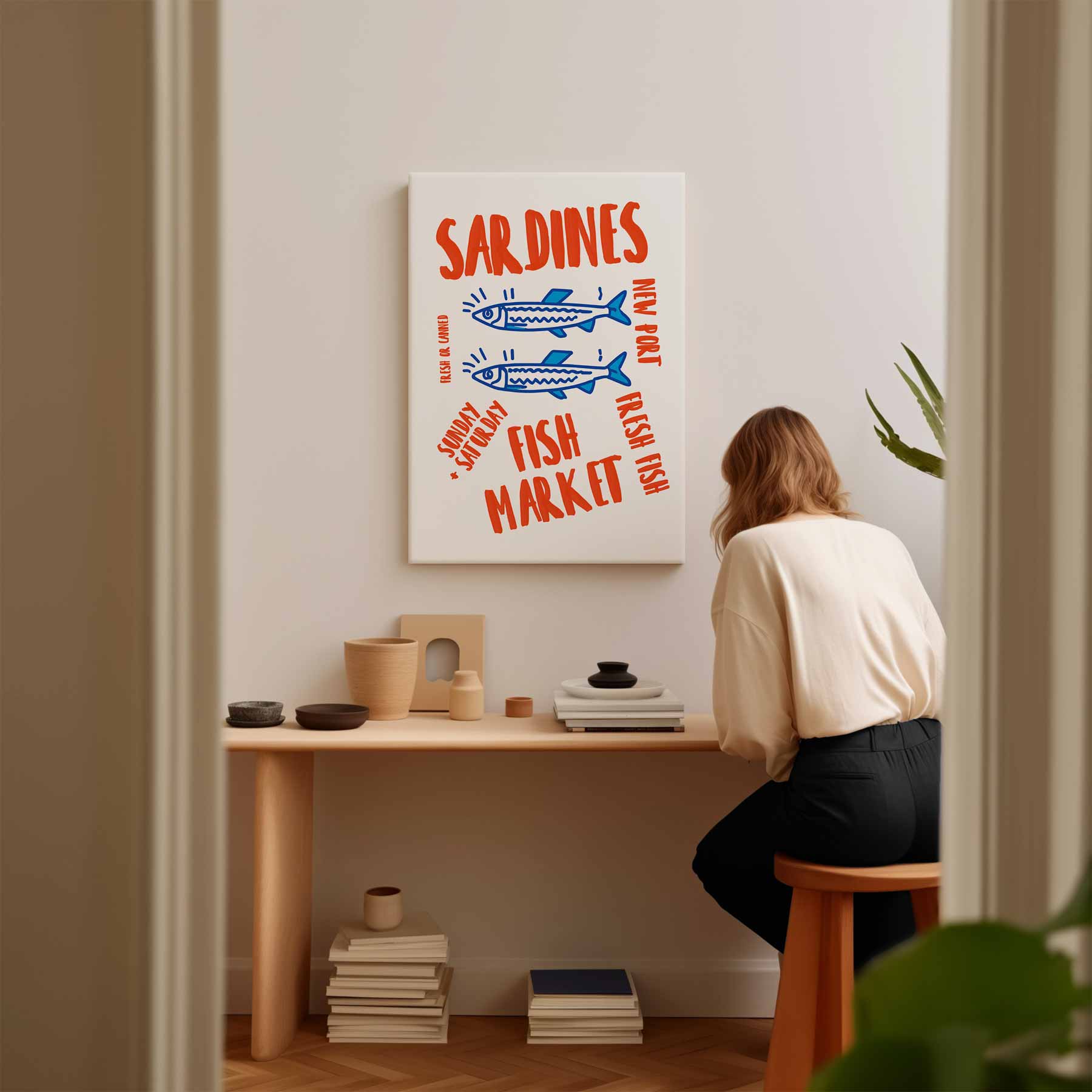 Retro Sardiens Vismarkt Poster