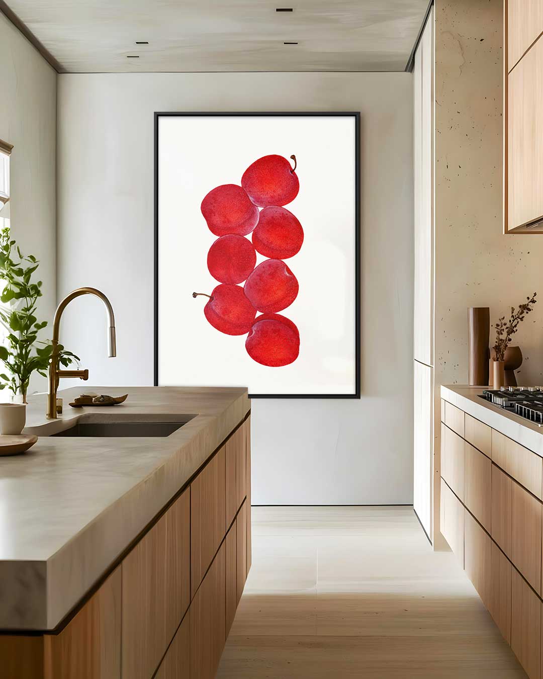 Vrolijke Rode Appels Kunstwerk-canvas-dibond-plexiglas-wanddecoratie-WallArtistic