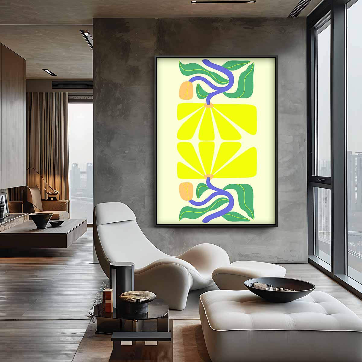 Zonnige Bloemfantasie Kunstwerk-canvas-dibond-plexiglas-wanddecoratie-WallArtistic