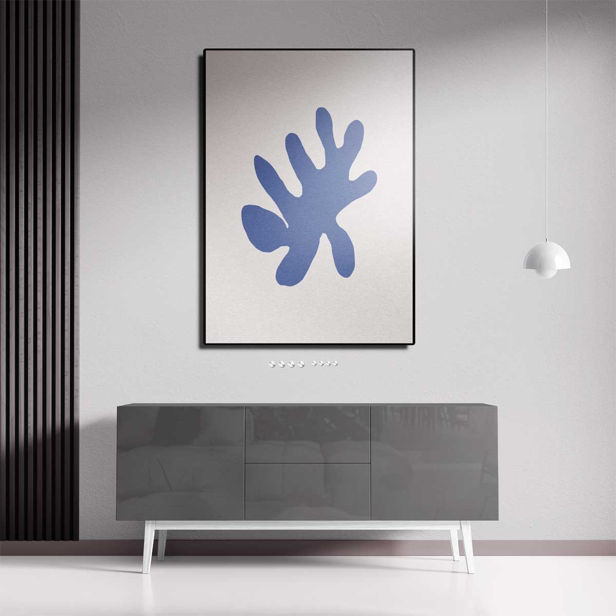 Abstracte Blauwe Vormenprint Kunstwerk-canvas-dibond-plexiglas-wanddecoratie-WallArtistic