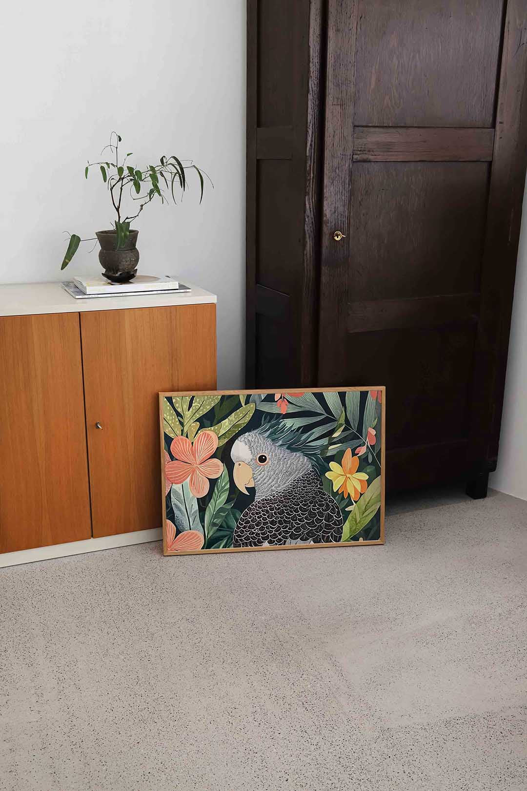 Papegaai en bloemen Poster