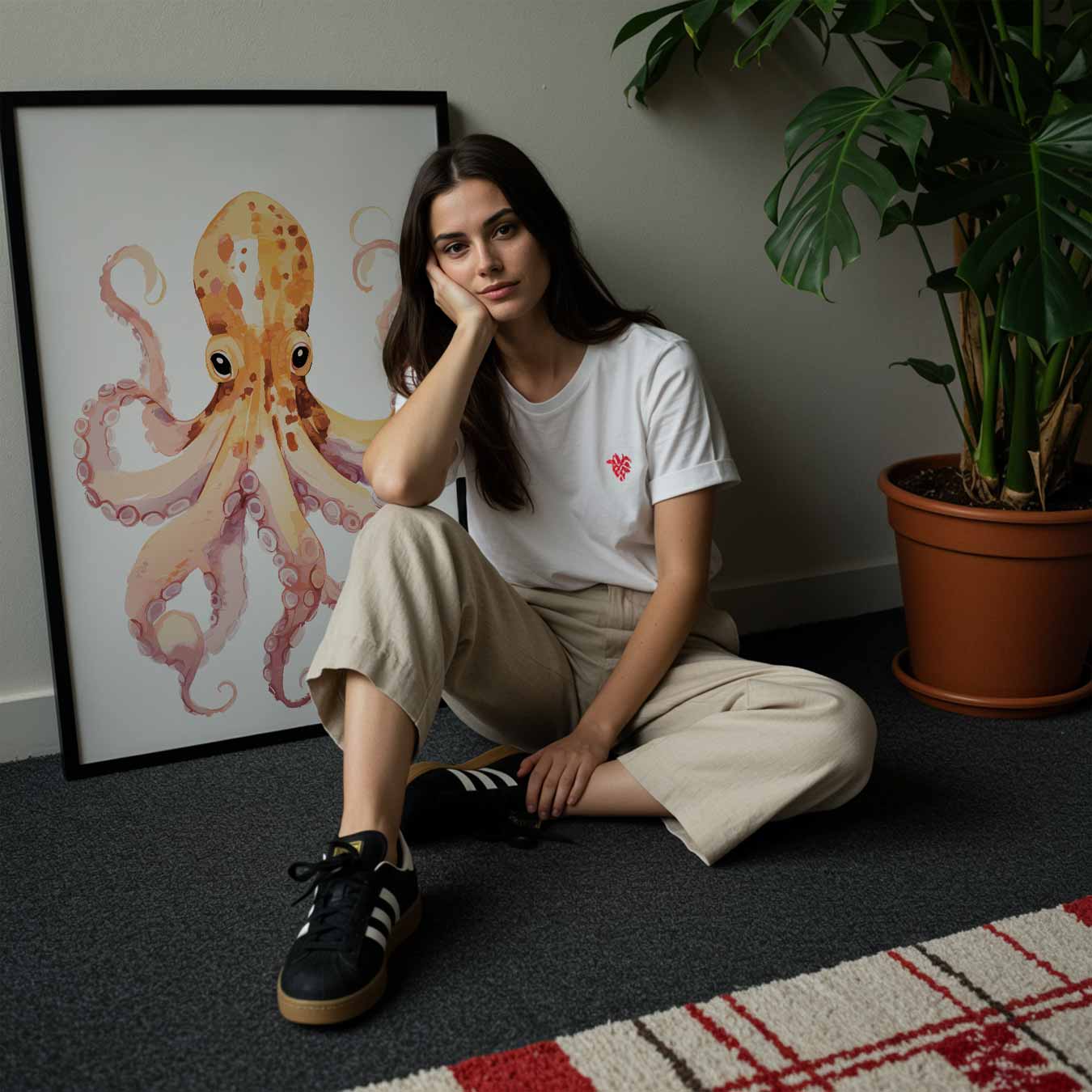 Vrolijke Octopus Kunstposter-WallArtistic