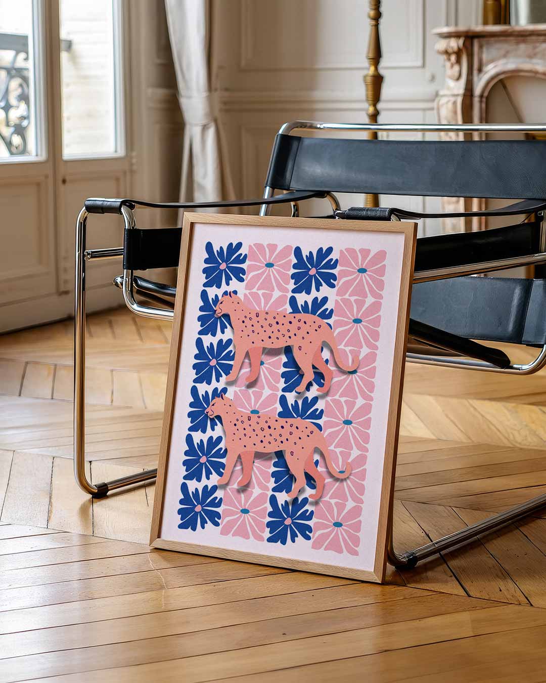 Tropische Luipaard Bloemenposter